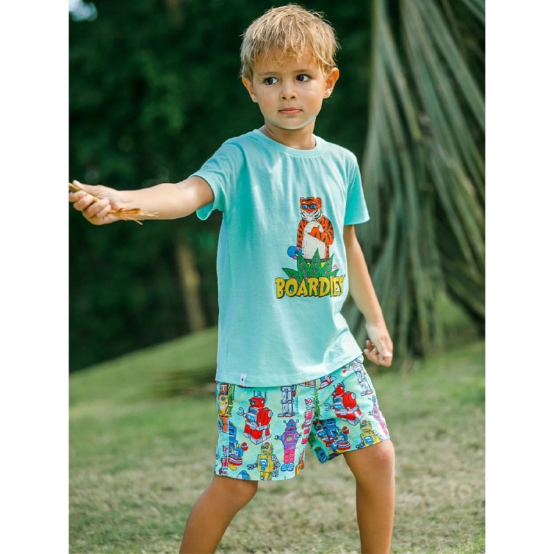 Boardies ボーディーズ KIDS VIBRANT DINO ROBOTS TIE DYE 水着 短パン