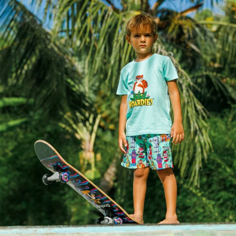 Boardies ボーディーズ KIDS VIBRANT DINO ROBOTS TIE DYE 水着 短パン