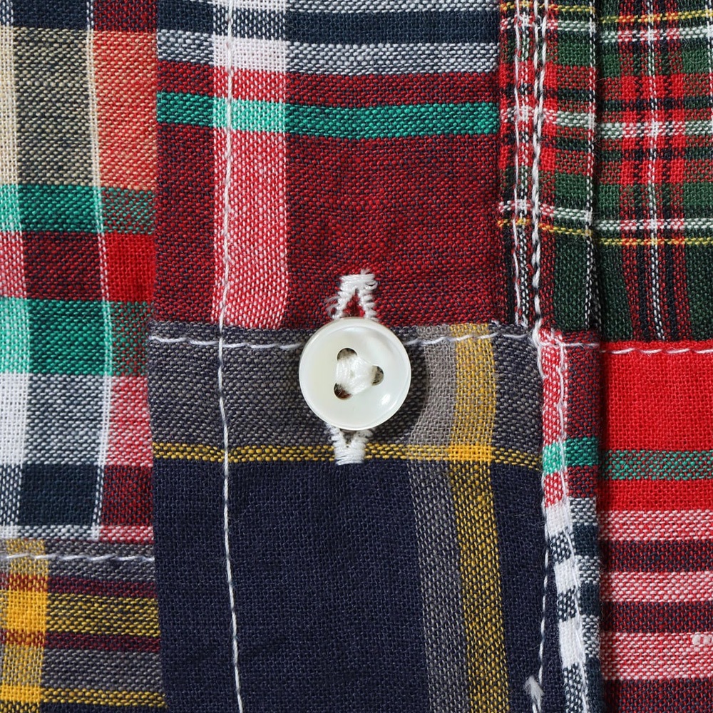 チェックシャツ メンズ ユニセックス マドラスチェック パッチワーク