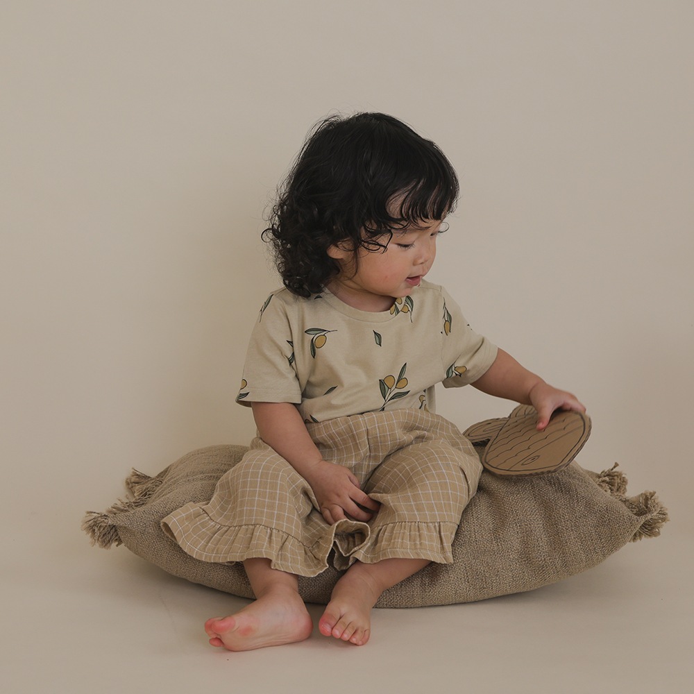 パンツ ズボン  キッズ  ベビー オーガニックズー  Organic Zoo Grid Check Frill Culottes Wheat 【国内正規品】 16wgcfc