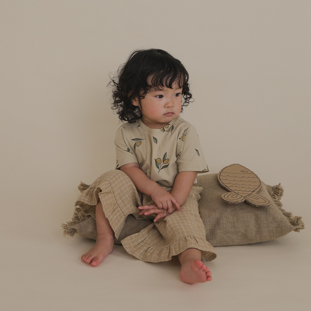 パンツ ズボン  キッズ  ベビー オーガニックズー  Organic Zoo Grid Check Frill Culottes Wheat 【国内正規品】 16wgcfc