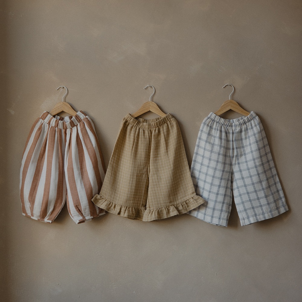 パンツ ズボン  キッズ  ベビー オーガニックズー  Organic Zoo Grid Check Frill Culottes Wheat 【国内正規品】 16wgcfc