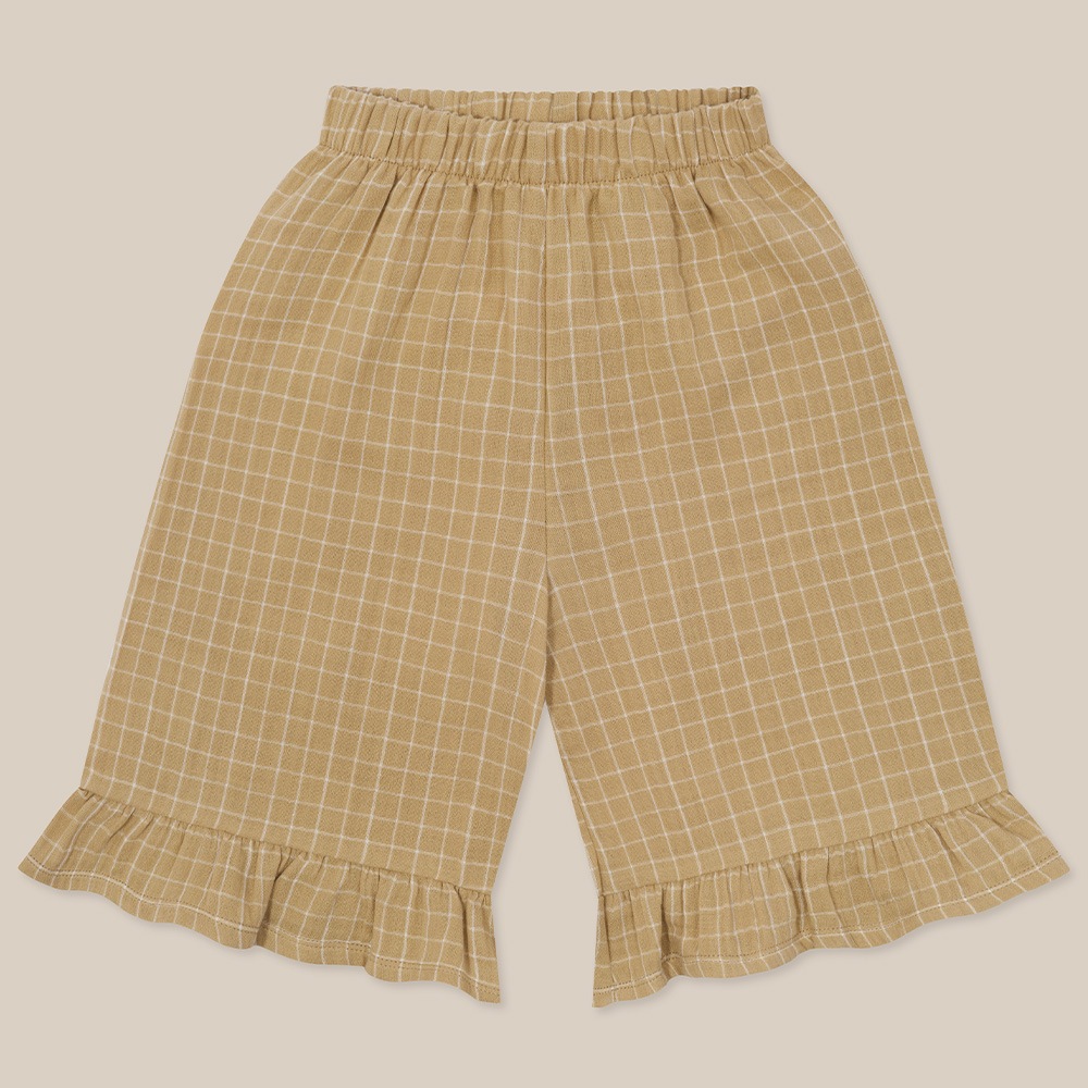 パンツ ズボン  キッズ  ベビー オーガニックズー  Organic Zoo Grid Check Frill Culottes Wheat 【国内正規品】 16wgcfc