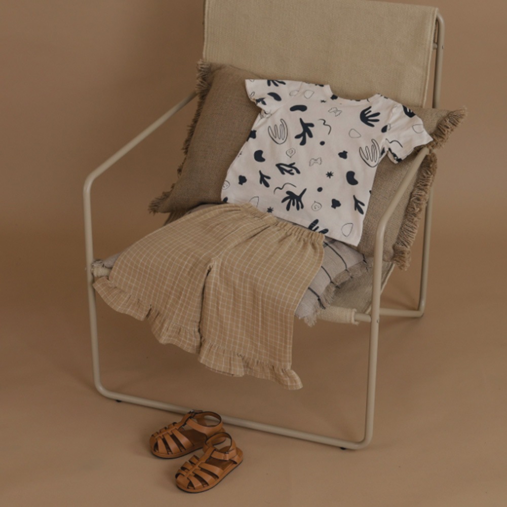 パンツ ズボン  キッズ  ベビー オーガニックズー  Organic Zoo Grid Check Frill Culottes Wheat 【国内正規品】 16wgcfc