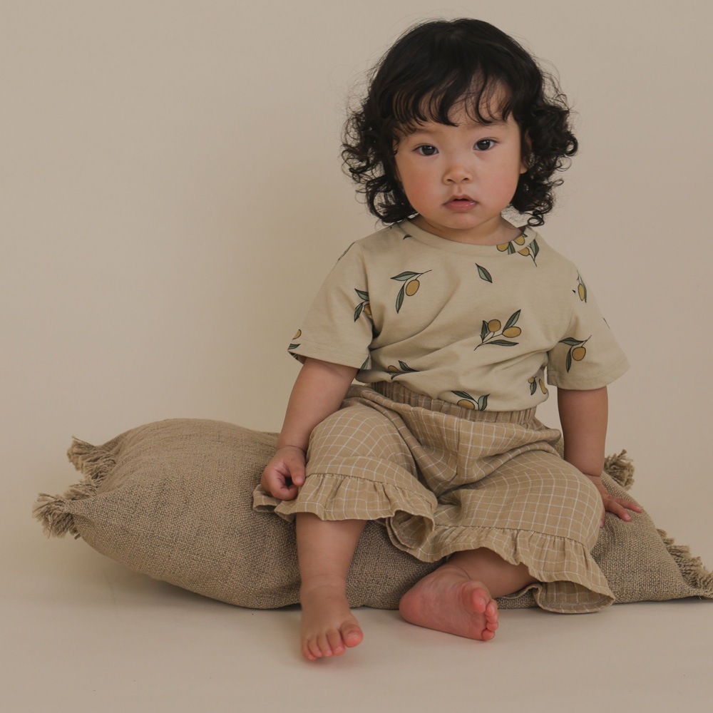 パンツ ズボン  キッズ  ベビー オーガニックズー  Organic Zoo Grid Check Frill Culottes Wheat 【国内正規品】 16wgcfc
