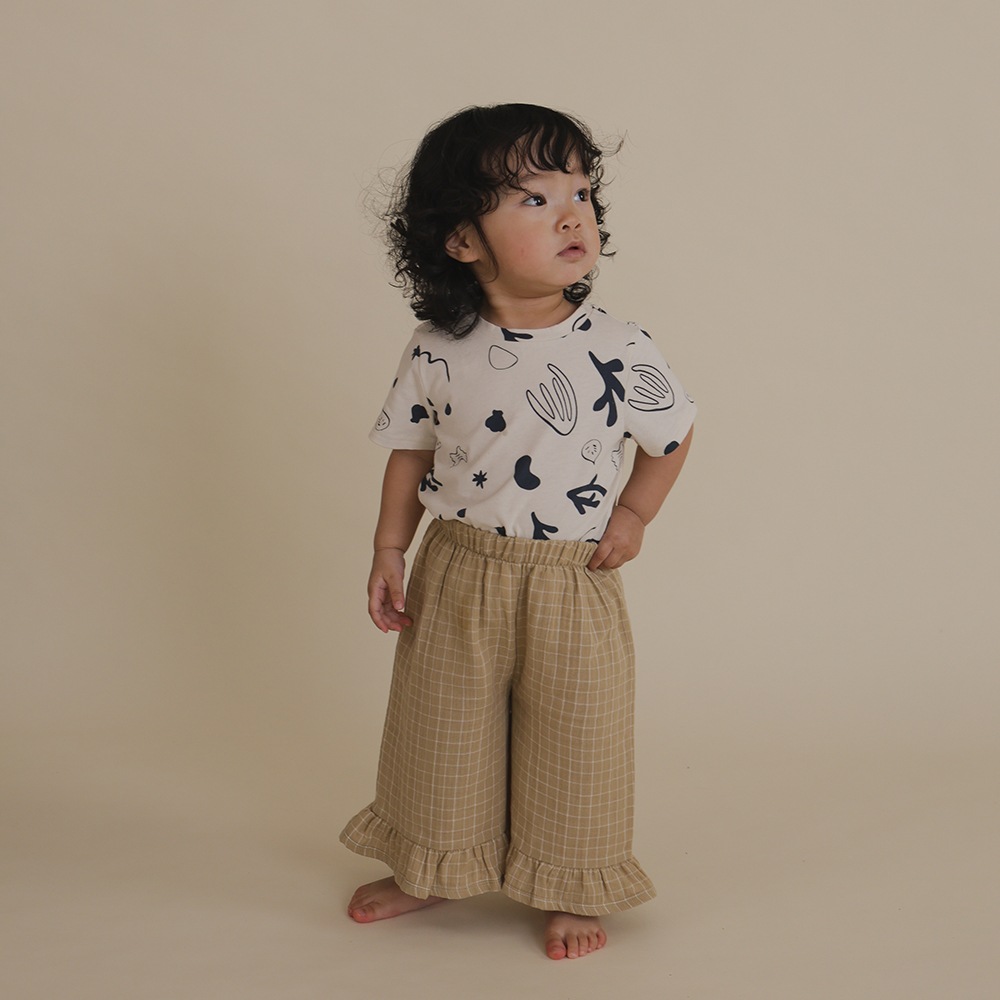 パンツ ズボン  キッズ  ベビー オーガニックズー  Organic Zoo Grid Check Frill Culottes Wheat 【国内正規品】 16wgcfc