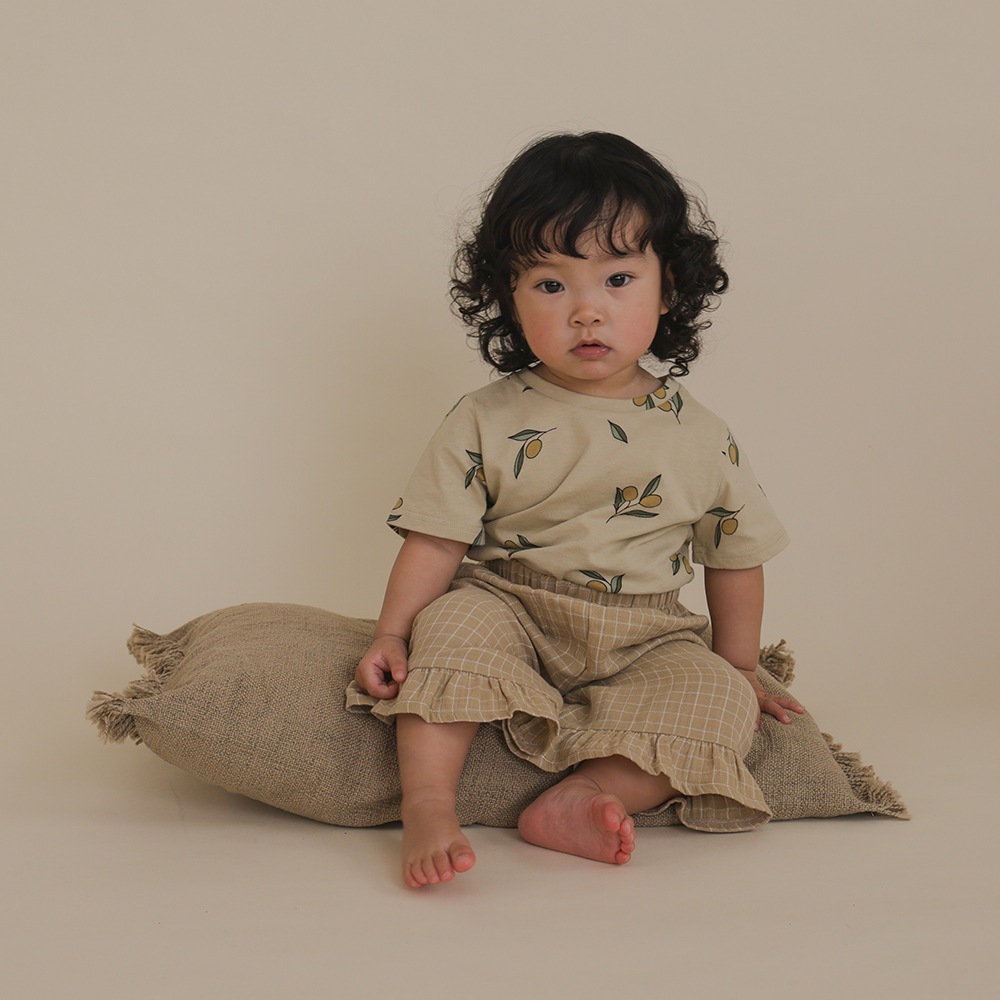 パンツ ズボン  キッズ  ベビー オーガニックズー  Organic Zoo Grid Check Frill Culottes Wheat 【国内正規品】 16wgcfc