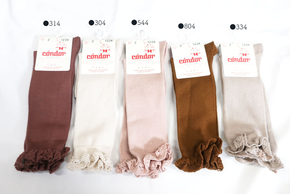 ソックス  コンドル レースエッジングカフ ニーソックス ハイソックス  ベビー  防寒  condor KNEE SOCKS WITH LACE EDGING CUFF