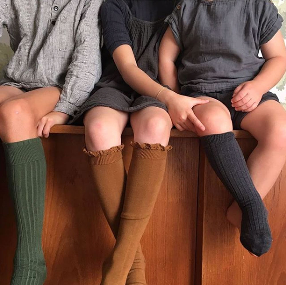 ソックス  コンドル レースエッジングカフ ニーソックス ハイソックス  ベビー  防寒  condor KNEE SOCKS WITH LACE EDGING CUFF