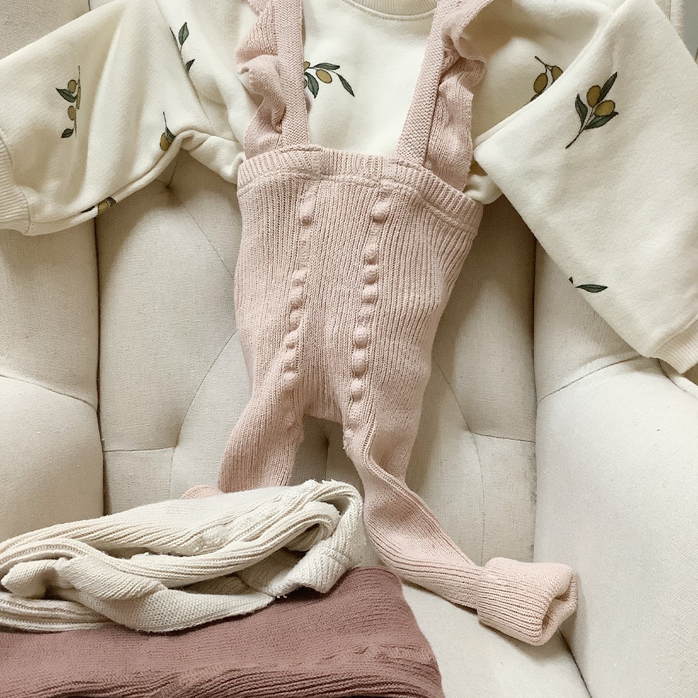 レギンス コンドル Condor Warm cotton leggings with flounced suspenders ウォームコットンレギンス フリルサスペンダー付き ベビー 英国王女着用商品  2401  0歳-2歳