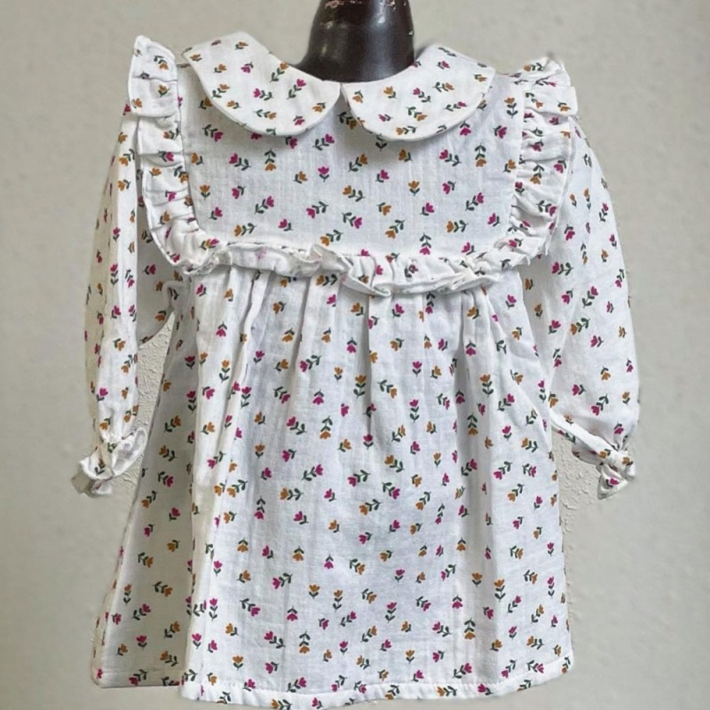 【SALE／20%OFF】ワンピース フリル ベビー piupiuchick ピウピウチック 花柄 フラワー オーガニックコットン100％  ポルトガル製  0歳-2歳