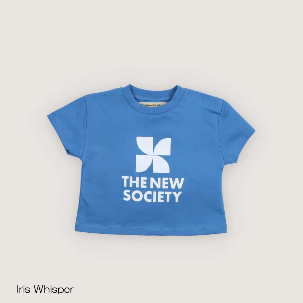 【期間限定8月1日より20%OFF SALE】　Tシャツ ベビー キッズ  ザニューソサイエティ 半袖 Tns Logo Baby T-Shirt Iris Whisper Soft Lemon【国内正規品】 The New Society
