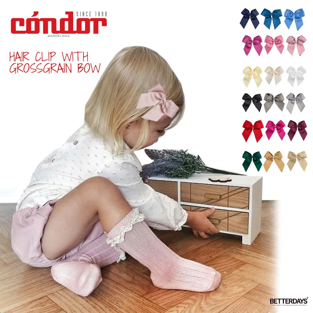 ヘアクリップ コンドル オーガンジーリボン 赤ちゃん 防寒 春 夏 condor Hairclip with organza bow