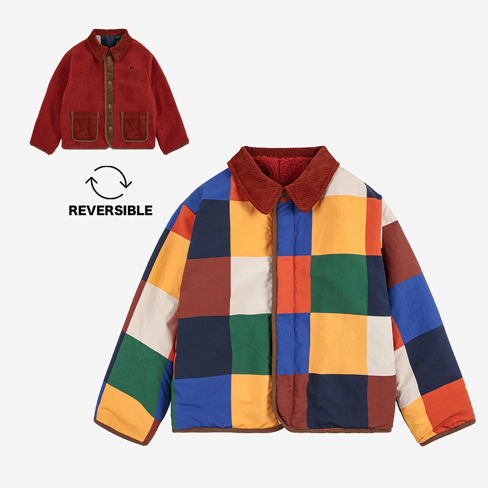 【25AW 8/21発売開始】ジャケット アウター キッズ ベビー ボボ・ショーズ リバーシブル Multicolor Tiles reversible sheepskin jacket【国内正規品】 Bobo Choses