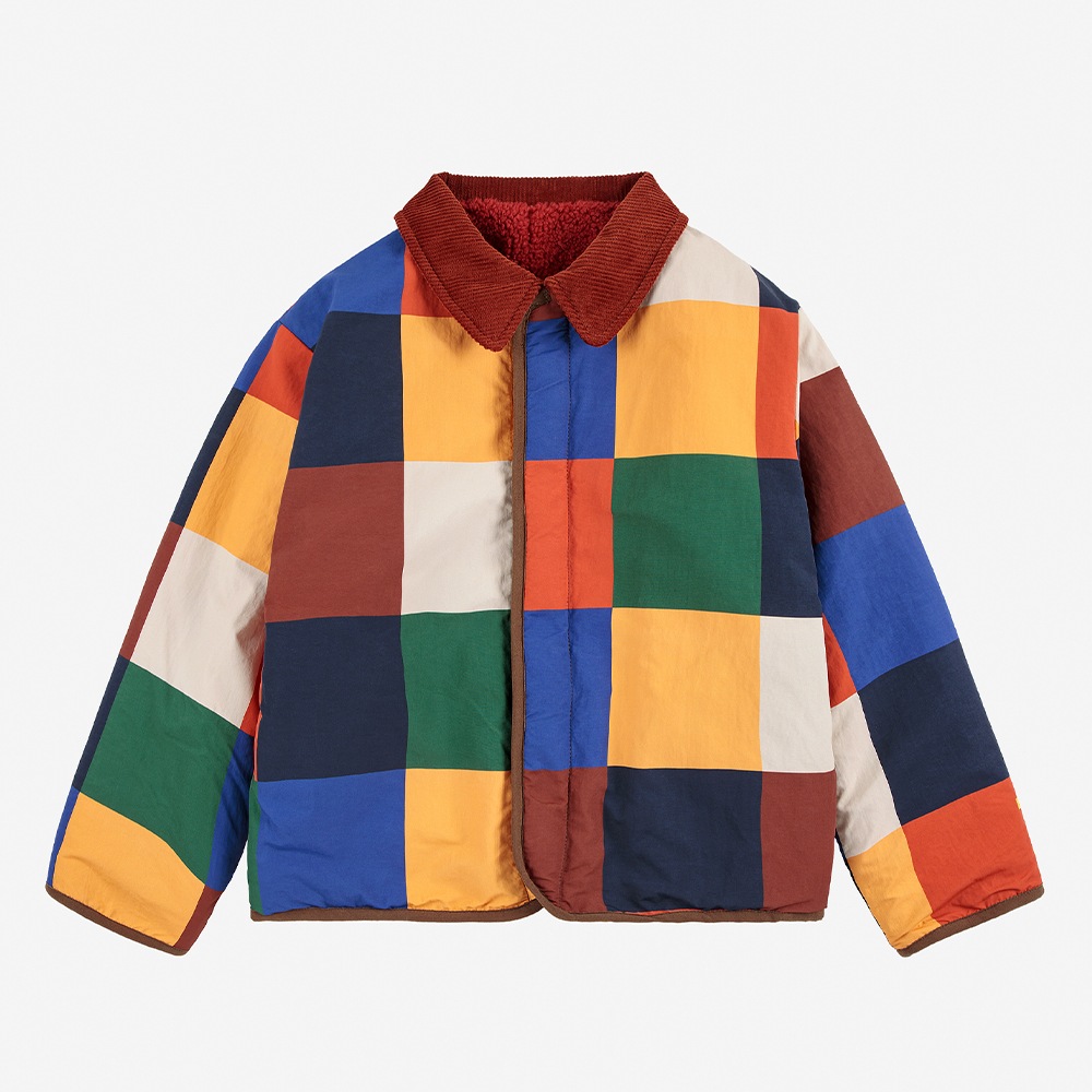 【25AW 8/21発売開始】ジャケット アウター キッズ ベビー ボボ・ショーズ リバーシブル Multicolor Tiles reversible sheepskin jacket【国内正規品】 Bobo Choses