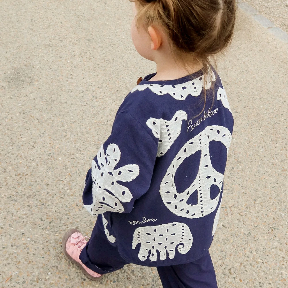ジャケット キッズ ベビー Organic Cotton Ena MINI Jacket Navy Birds