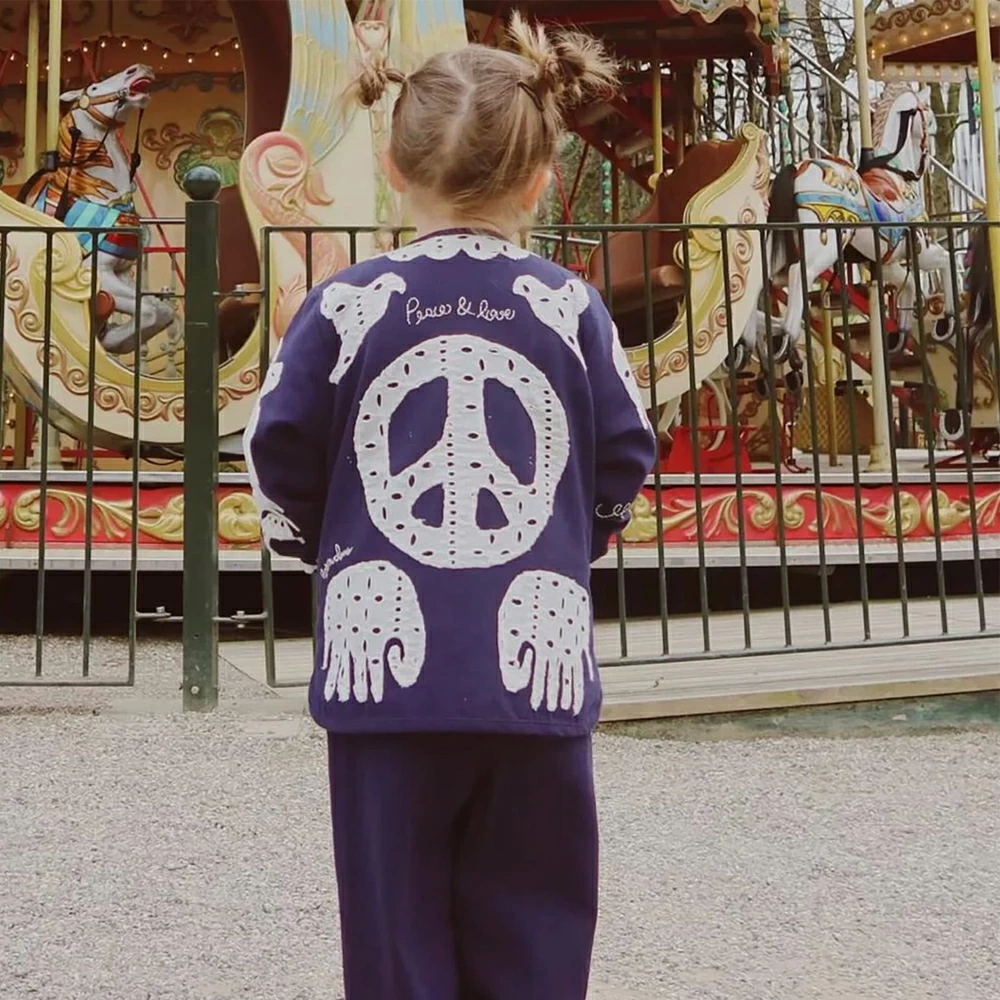 ジャケット キッズ ベビー Organic Cotton Ena MINI Jacket Navy Birds