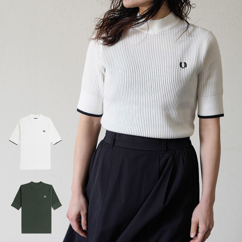 フレッドペリー ニット Tシャツ レディース 半袖 FRED PERRY MESH KNIT T-SHIRT 【国内正規品】K9115