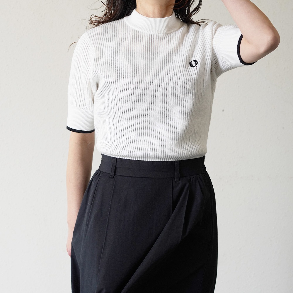 フレッドペリー ニット Tシャツ レディース 半袖 FRED PERRY MESH KNIT T-SHIRT 【国内正規品】K9115