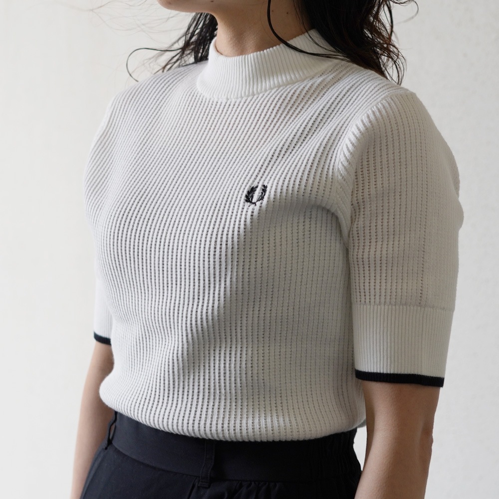 フレッドペリー ニット Tシャツ レディース 半袖 FRED PERRY MESH KNIT T-SHIRT 【国内正規品】K9115