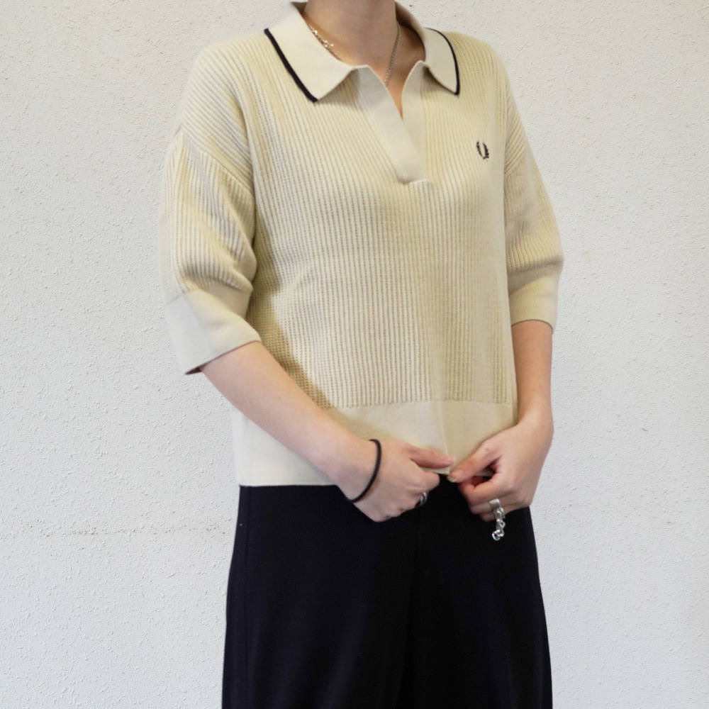 フレッドペリー ニット シャツ レディース 半袖 FRED PERRY OPEN-COLLAR MESH KNIT SHIRT 【国内正規品】K9114