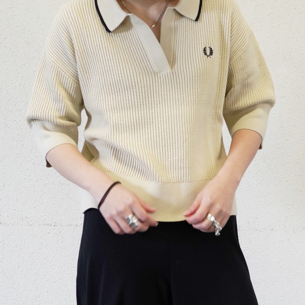 フレッドペリー ニット シャツ レディース 半袖 FRED PERRY OPEN-COLLAR MESH KNIT SHIRT 【国内正規品】K9114
