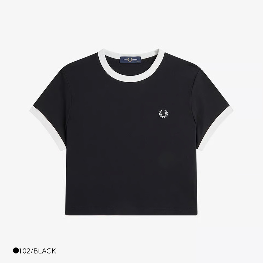 Tシャツ レディース 半袖 リンガーTシャツ ショートスリーブ フレッドペリー FRED PERRY Cropped Ringer T-Shirt【国内正規品】G9163