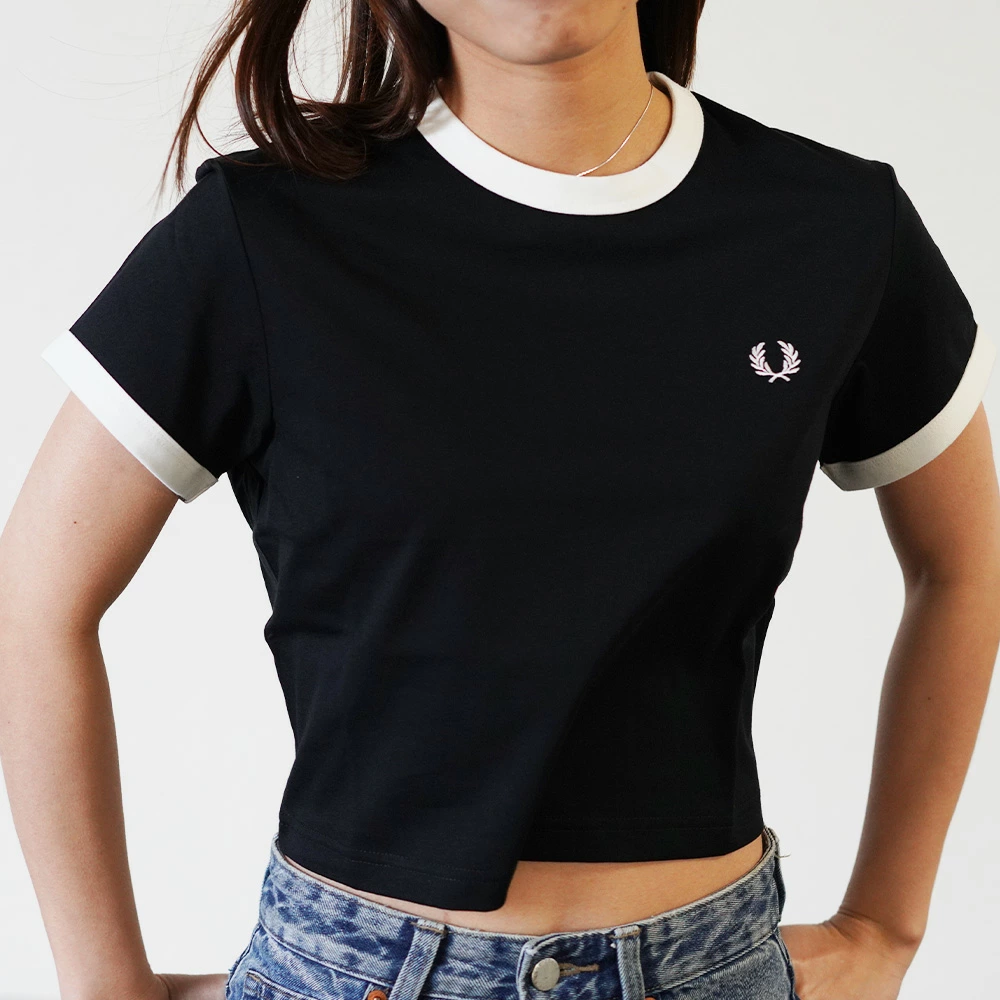 Tシャツ レディース 半袖 リンガーTシャツ ショートスリーブ フレッドペリー FRED PERRY Cropped Ringer T-Shirt【国内正規品】G9163