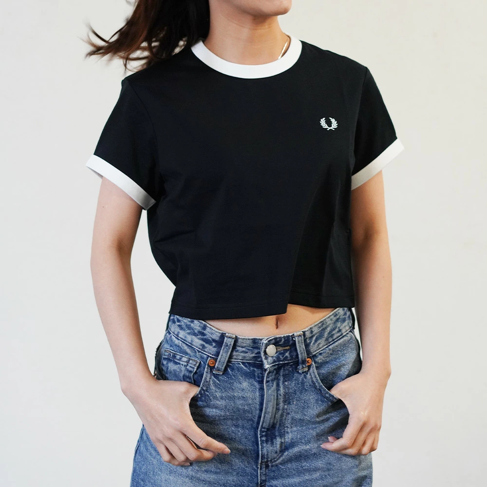 Tシャツ レディース 半袖 リンガーTシャツ ショートスリーブ フレッドペリー FRED PERRY Cropped Ringer T-Shirt【国内正規品】G9163