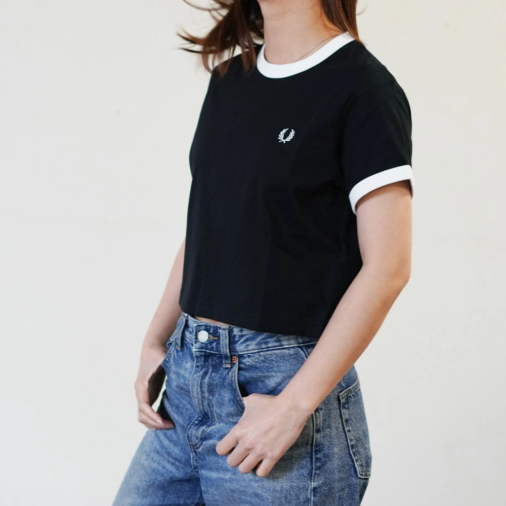 Tシャツ レディース 半袖 リンガーTシャツ ショートスリーブ フレッドペリー FRED PERRY Cropped Ringer T-Shirt【国内正規品】G9163