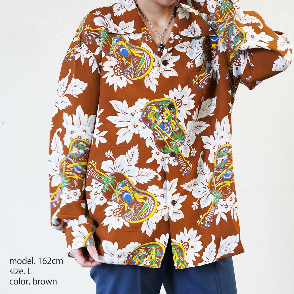 アロハシャツ メンズ サンサーフ 長袖 RAYON HAWAIIAN SHIRT 