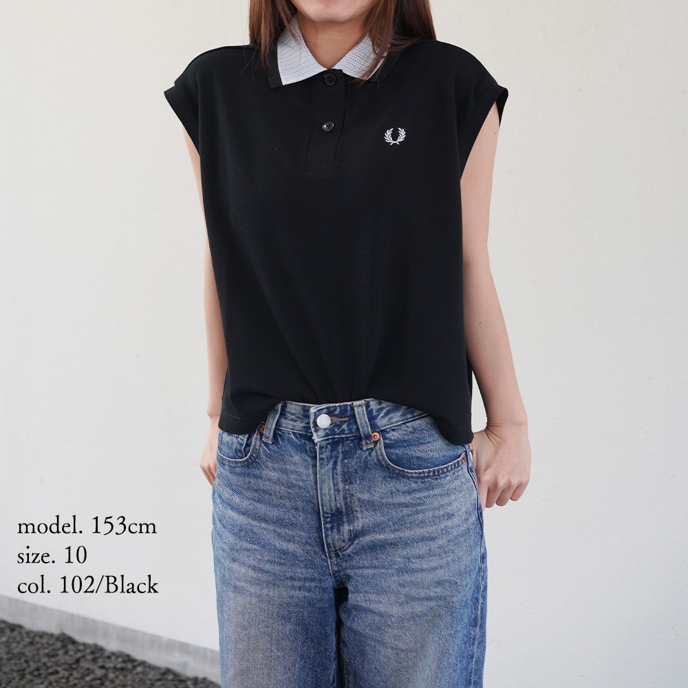 フレッドペリー ポロシャツ レディース ノースリーブ Mesh Collar Polo Shirt FRED PERRY 【国内正規品】G2181