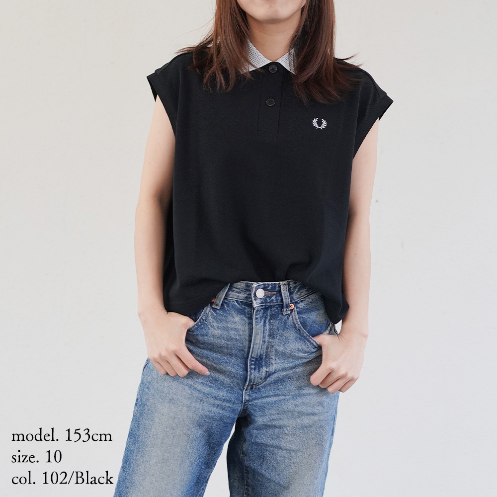 フレッドペリー ポロシャツ レディース ノースリーブ Mesh Collar Polo Shirt FRED PERRY 【国内正規品】G2181