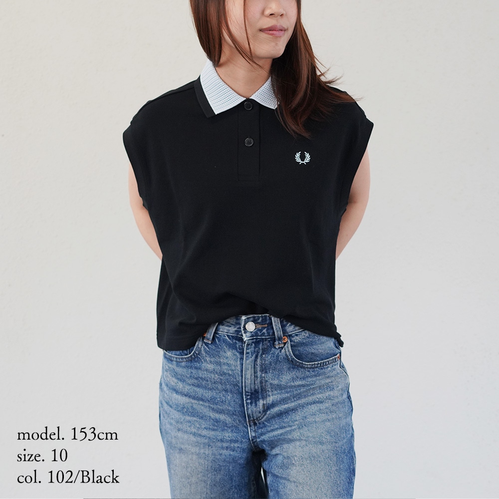 フレッドペリー ポロシャツ レディース ノースリーブ Mesh Collar Polo