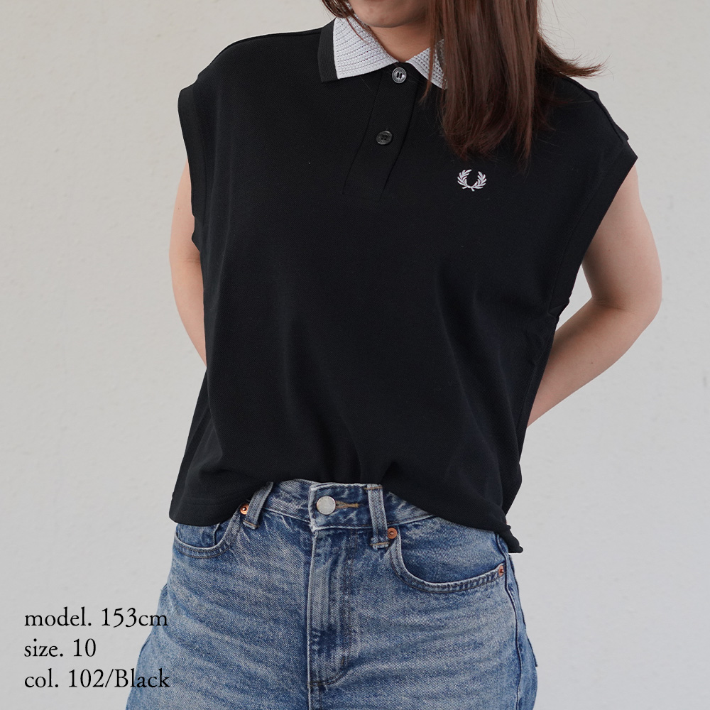 フレッドペリー ポロシャツ レディース ノースリーブ Mesh Collar Polo Shirt FRED PERRY 【国内正規品】G2181