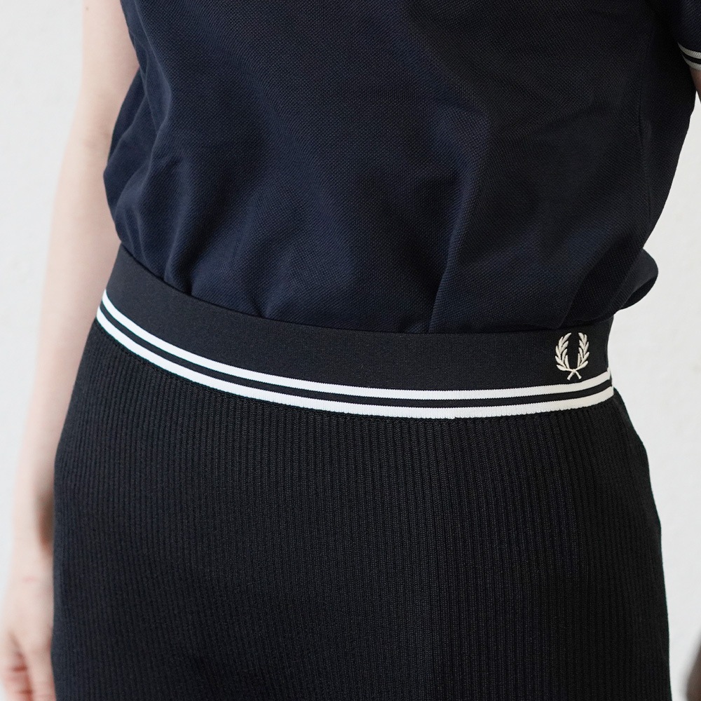 スカート レディース  フレッドペリー サマーニット リブ  FRED PERRY Tipped Rib Knitted Skirt 【国内正規品】E9107