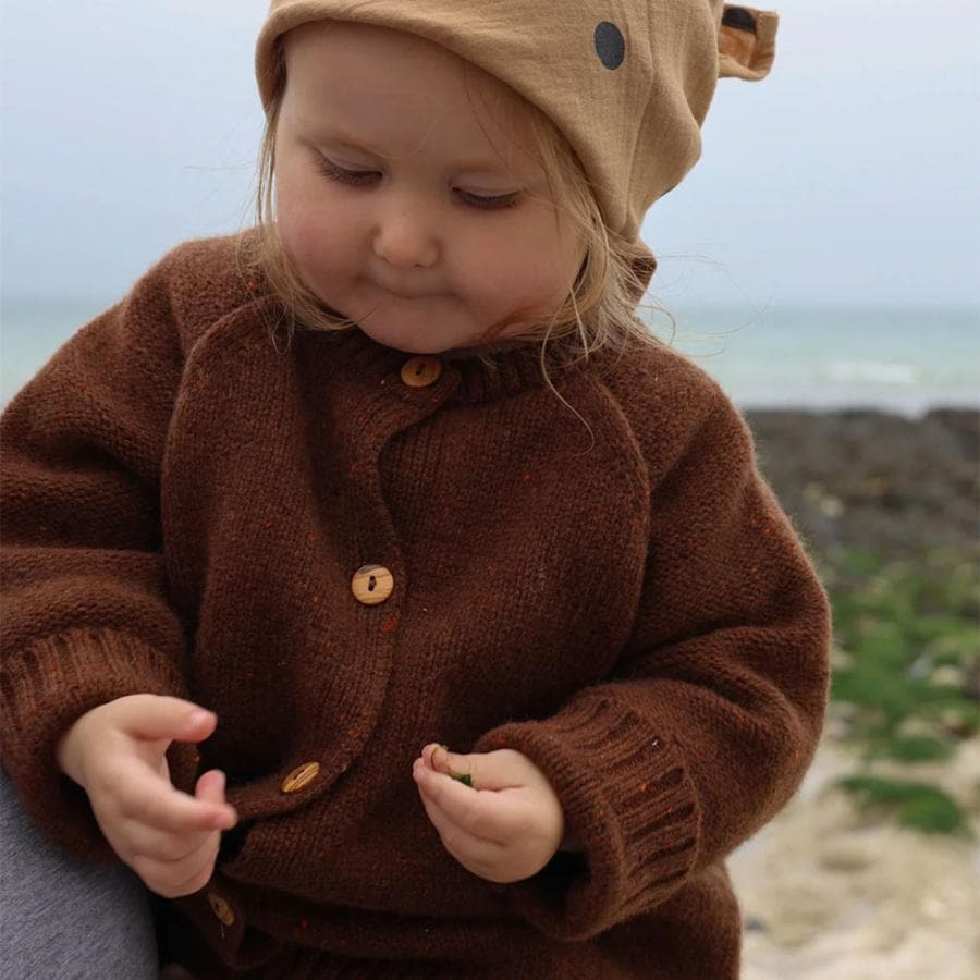 カーディガン  キッズ  ベビー オーガニックズー  Organic Zoo Soil / Oatmeal Boxy Wool Cardigan SBWCARD OBWCARD