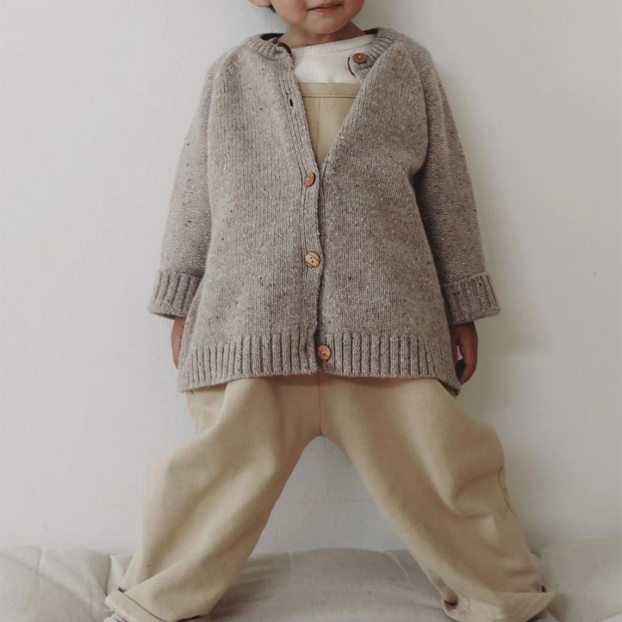 カーディガン  キッズ  ベビー オーガニックズー  Organic Zoo Soil / Oatmeal Boxy Wool Cardigan SBWCARD OBWCARD