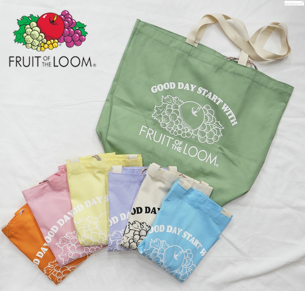 エコバッグ 折りたたみ コンパクト おしゃれ トートバッグ   フルーツオブザルーム プリントトート FRUIT OF THE LOOM BRAIDED CORD TOTE BAG