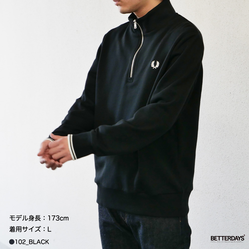FRED PERRY ブラック ハーフジップ スウェット L FRED PERRY/ハーフジップスウェット | BRANDS,F,FRED PERRY