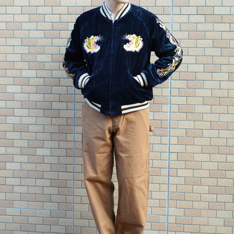 テーラー東洋 スカジャン メンズ リバーシブル スーベニアジャケット TAILOR TOYO TT15792-128 Mid 1950s Style Velveteen Souvenir Jacket “ROARING TIGER” × “JAPAN MAP”