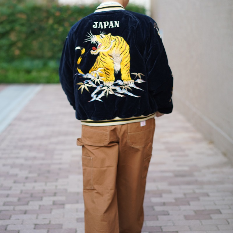 テーラー東洋 スカジャン メンズ リバーシブル スーベニアジャケット TAILOR TOYO TT15792-128 Mid 1950s Style Velveteen Souvenir Jacket “ROARING TIGER” × “JAPAN MAP”