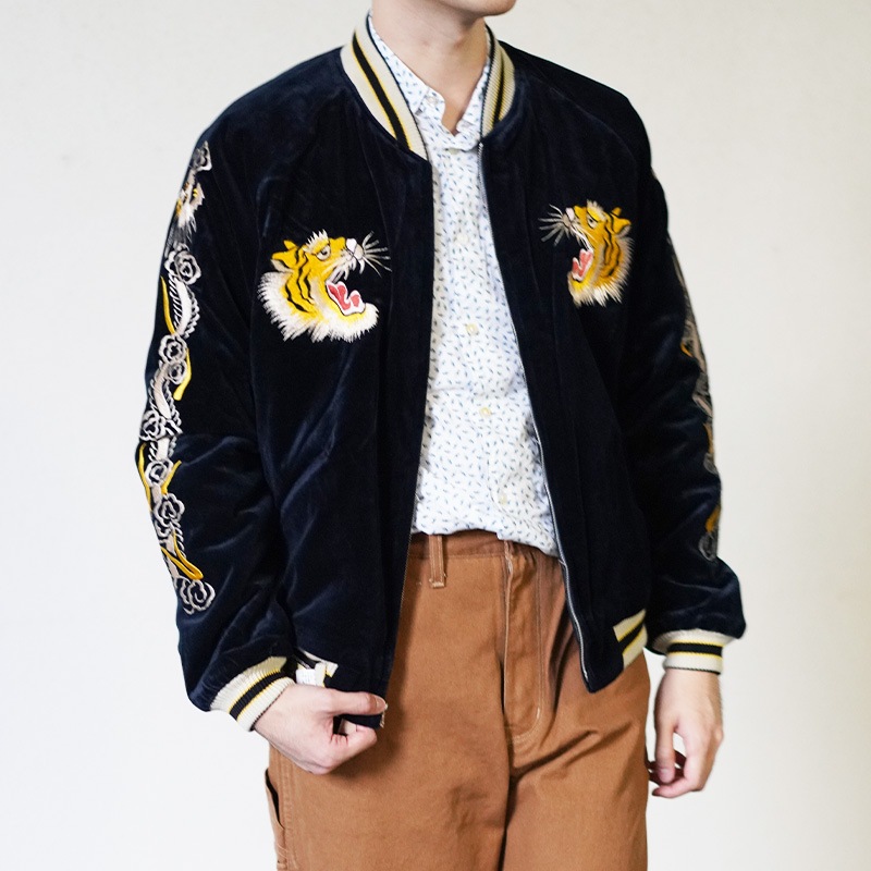 テーラー東洋 スカジャン メンズ リバーシブル スーベニアジャケット TAILOR TOYO TT15792-128 Mid 1950s Style Velveteen Souvenir Jacket “ROARING TIGER” × “JAPAN MAP”