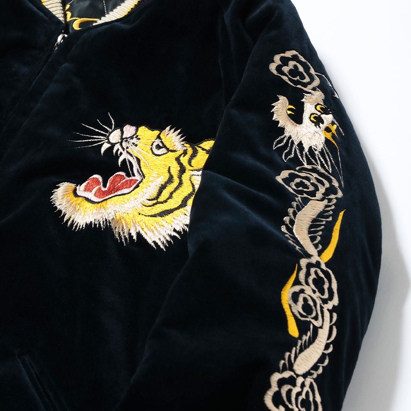 テーラー東洋 スカジャン メンズ リバーシブル スーベニアジャケット TAILOR TOYO TT15792-128 Mid 1950s Style Velveteen Souvenir Jacket “ROARING TIGER” × “JAPAN MAP”