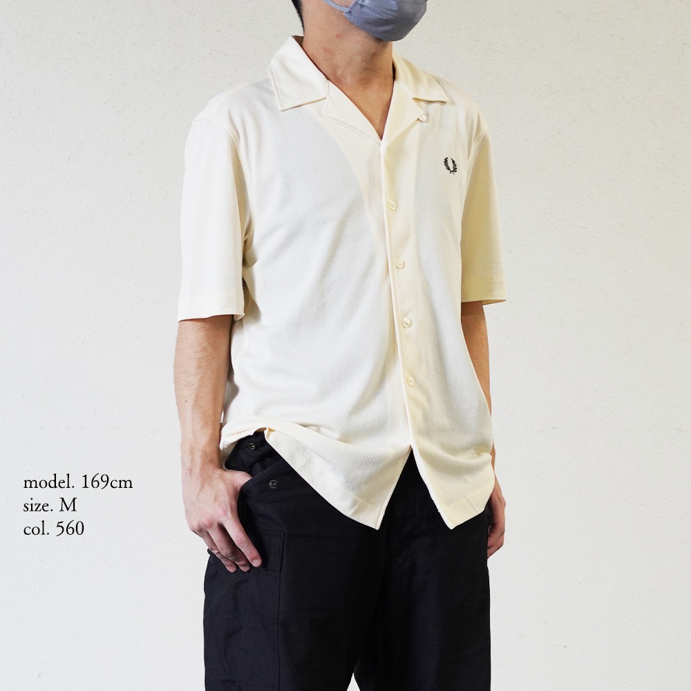 フレッドペリー カラーシャツ メンズ FRED PERRY COMPRESS MESH REVERE COLLAR SHIRT M1745 半袖 【国内正規品】 