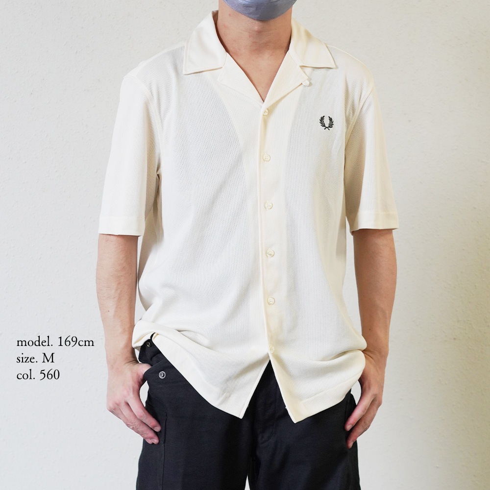 フレッドペリー カラーシャツ メンズ FRED PERRY COMPRESS MESH REVERE COLLAR SHIRT M1745 半袖 【国内正規品】 