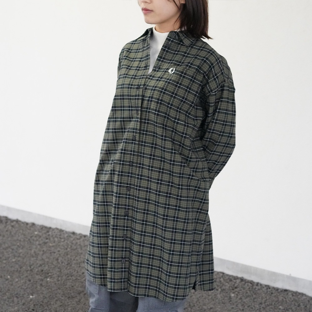 フレッドペリー チェック シャツ ワンピース 長袖 CHECK OXFORD SHIRT