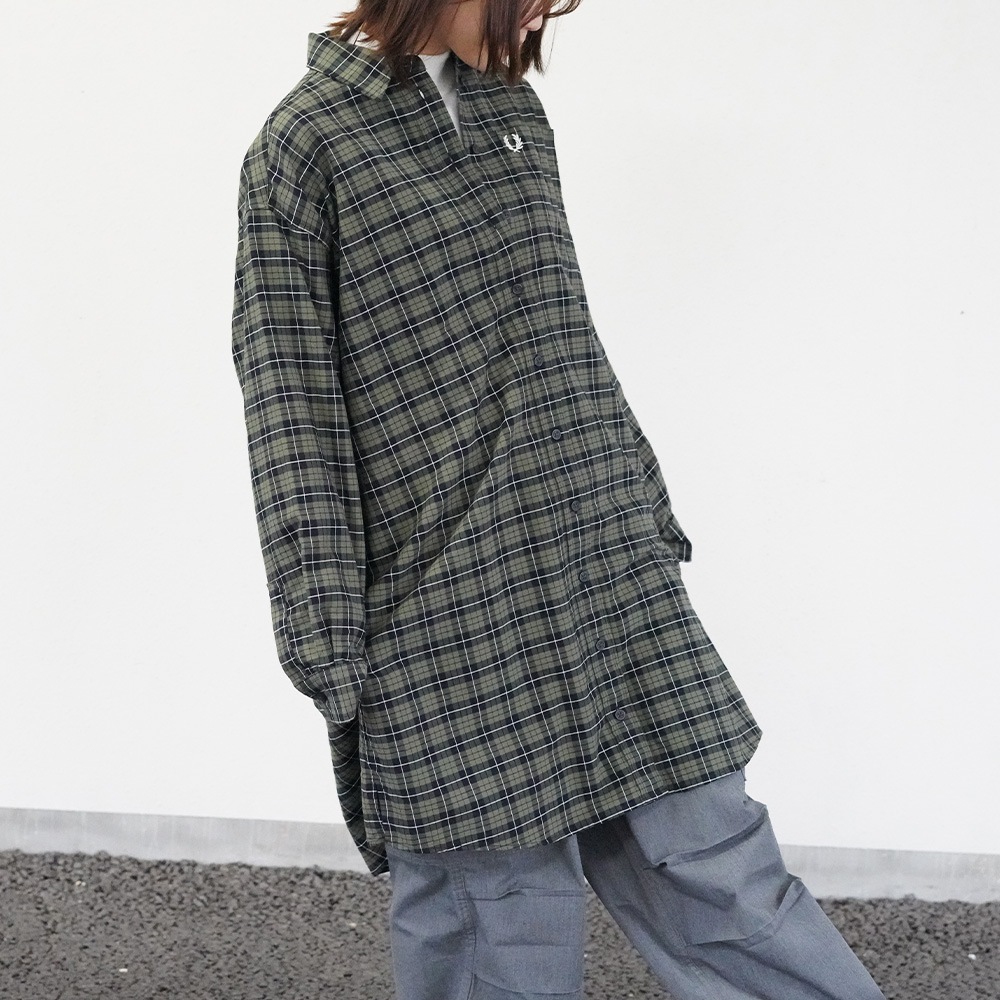 フレッドペリー チェック シャツ ワンピース 長袖 CHECK OXFORD SHIRT