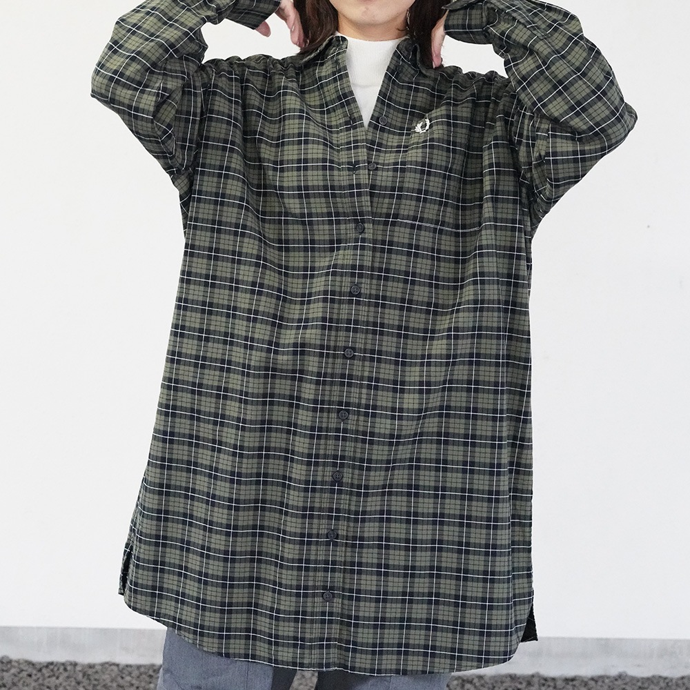 フレッドペリー チェック シャツ ワンピース 長袖 CHECK OXFORD SHIRT