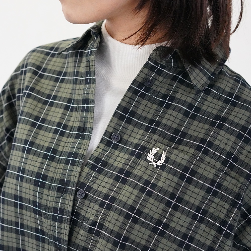 フレッドペリー チェック シャツ ワンピース 長袖 CHECK OXFORD SHIRT